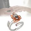 Inlaid Zircon Copper Ring Flower Skull Shape Adjustable Women Accessory Jewelry