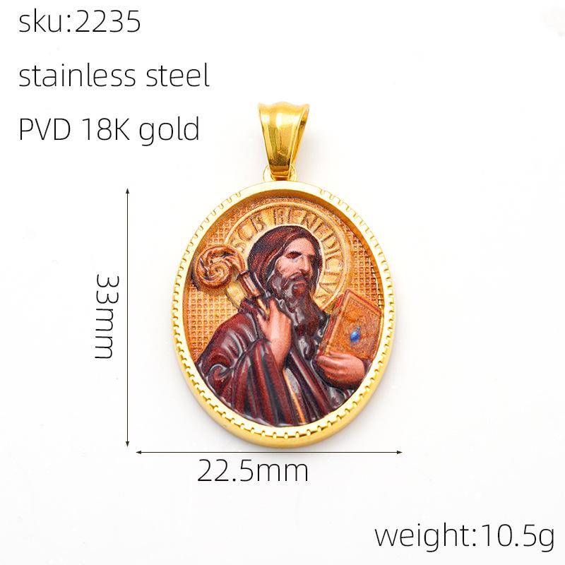 Men's Retro Saint Christopher Greek Mythology Pendant Necklace in Stainless Steel