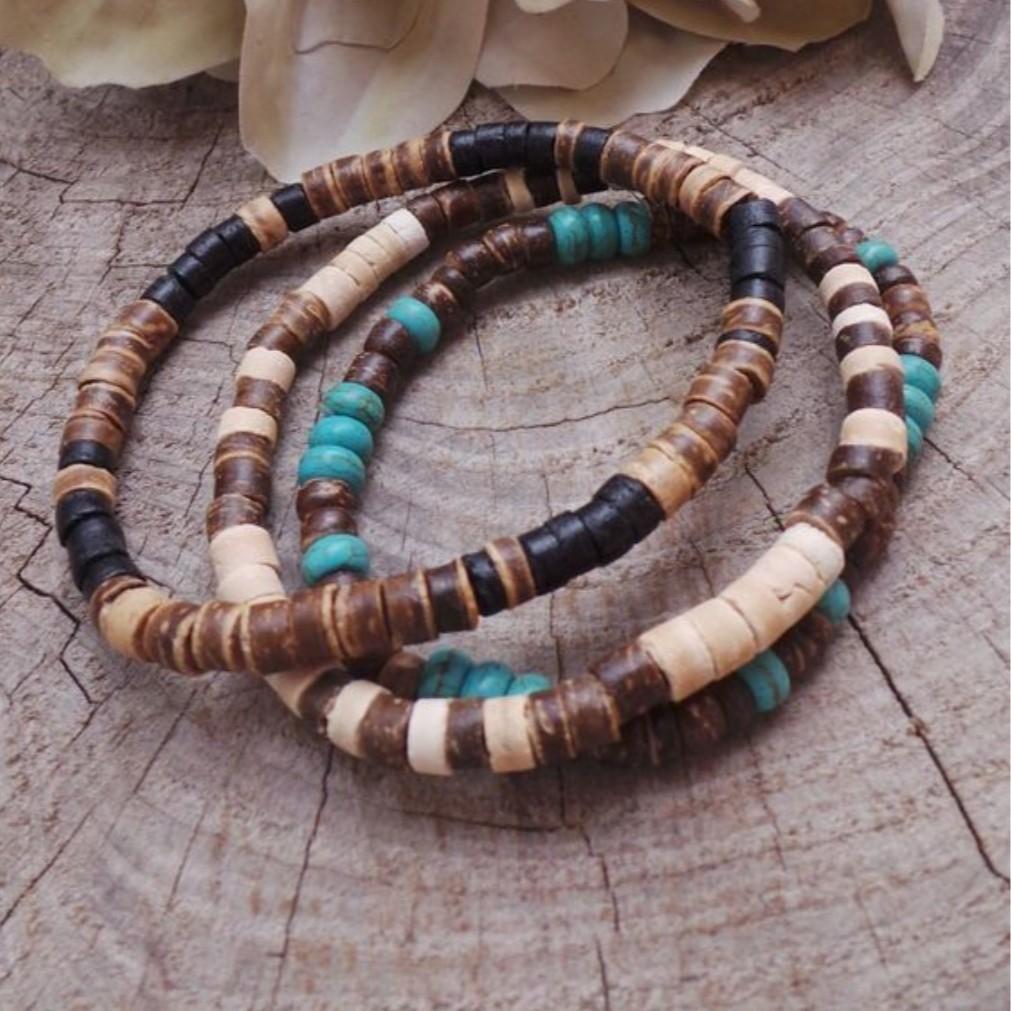 Simple Retro Wooden Bead Men Bracelet Bohemian Blue Coconut Bracelet Jewelry Fashion Party Accessories Gift