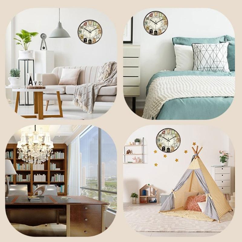 12Inch Vintage Decorative Round Wall Clock with Large Arabic Numerals Antiqued Classical Wall Clock Bedroom Home Decors