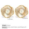 Retro Hong Kong Style Oil Drip Flower Stud Earrings Stainless Steel Gold Plated Simple Small Fashion Pearl Earrings Women