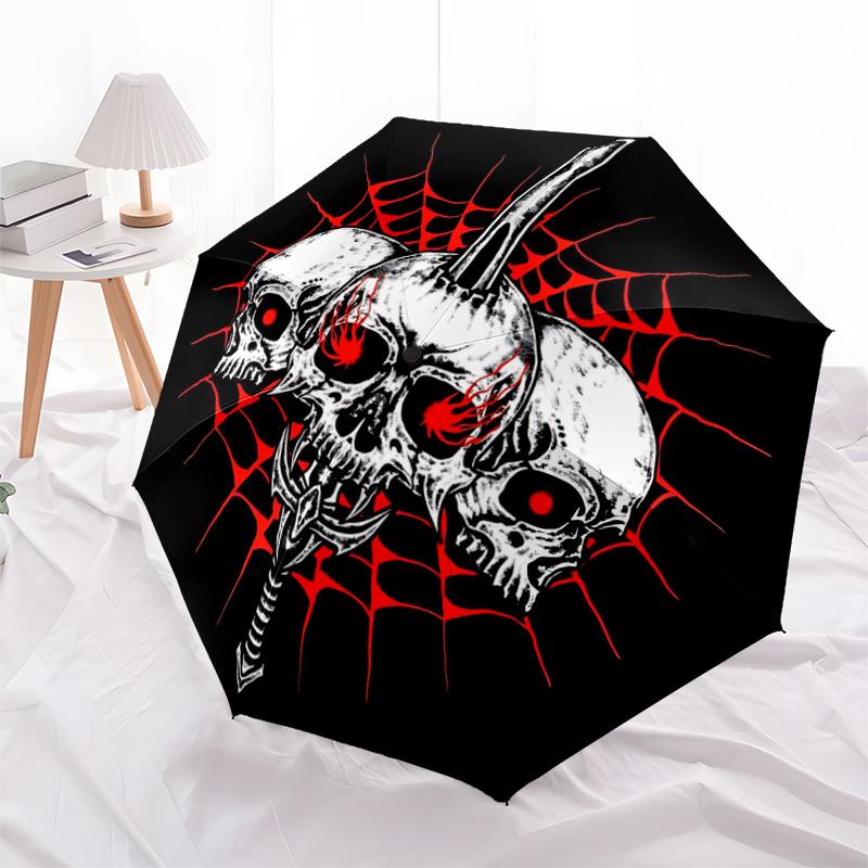 1PC Skull Sword Automatic Folding Umbrella Automatic Open/Close, Automatic Folding, 8-Rib Durable Frame, Portable Travel Umbrella S10714