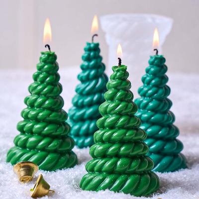 Christmas Tree Candle Silicone Mold DIY Xmas Ornament Hemp Rope Candle Molds Soap Plaster Resin Crafts Making Home Holiday Decor