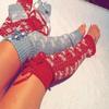 Weihnachtsstrümpfe für Damen, Mädchen, Oberschenkelhohe Kniestrümpfe, lange Baumwollstrümpfe, warme, dicke Winterstrümpfe aus Baumwolle, Weihnachtsgeschenk für Zuhause, rutschfeste Bodensocken