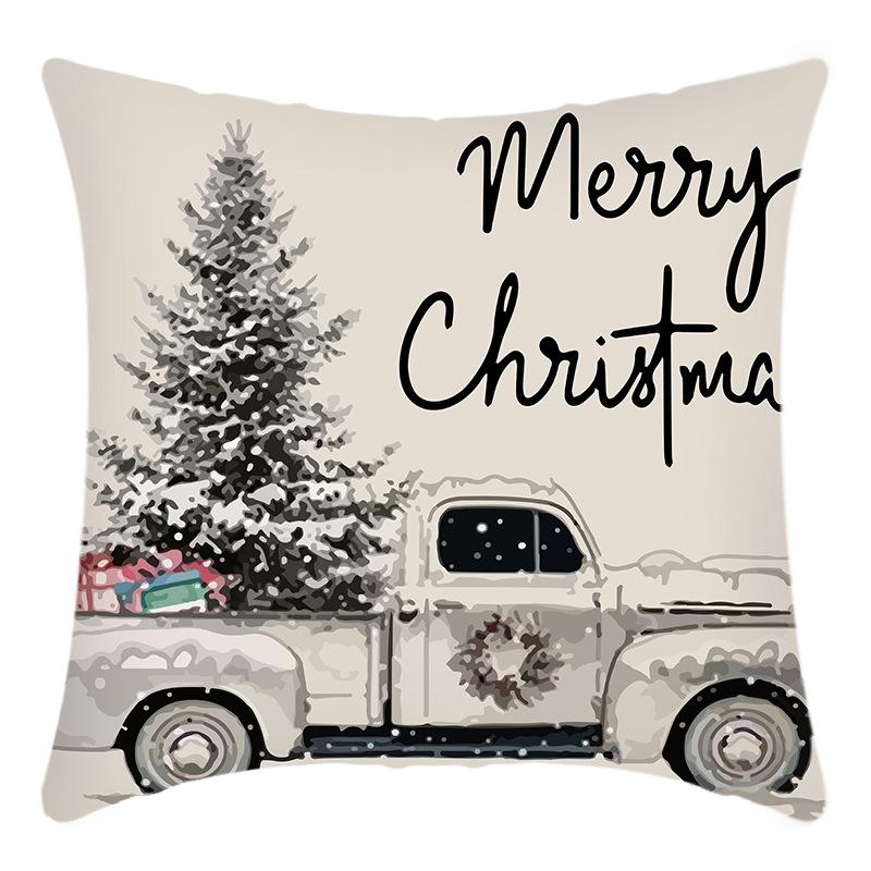 

New Temu Christmas Elk Snowman Print Line Short Plush Sofa Cushion Pillow Cover Premium Durable Quality Useful 45 * 45Cm pillowcase