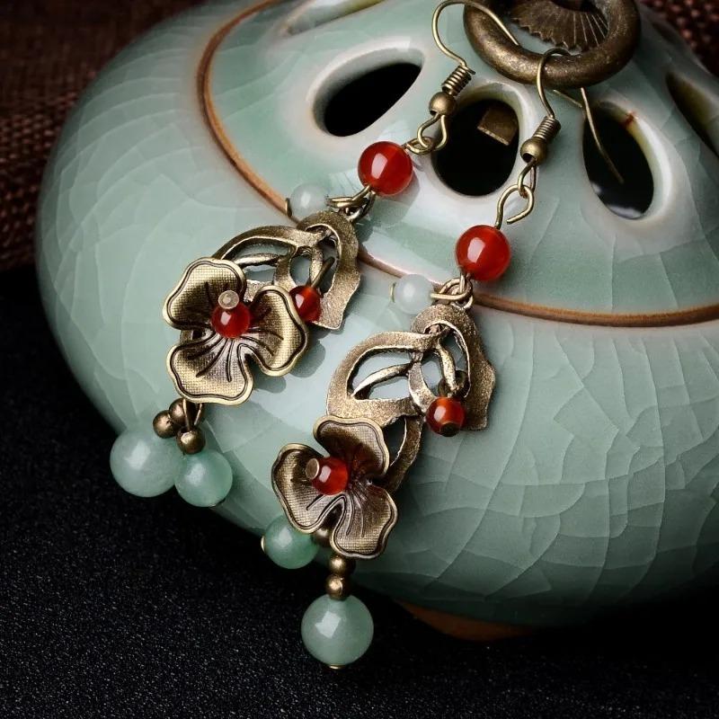 Classical Style Earrings Palace Retro Chinese Ethnic Style Earrings Women's Ancient Chinese Clothing Chinese Style Ear Jewelry