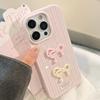 Korean Three dimensional Pink Bow Suitable for Apple 17 Mobile Phone Case Iphone16 Silicone 15promax Anti Fall
