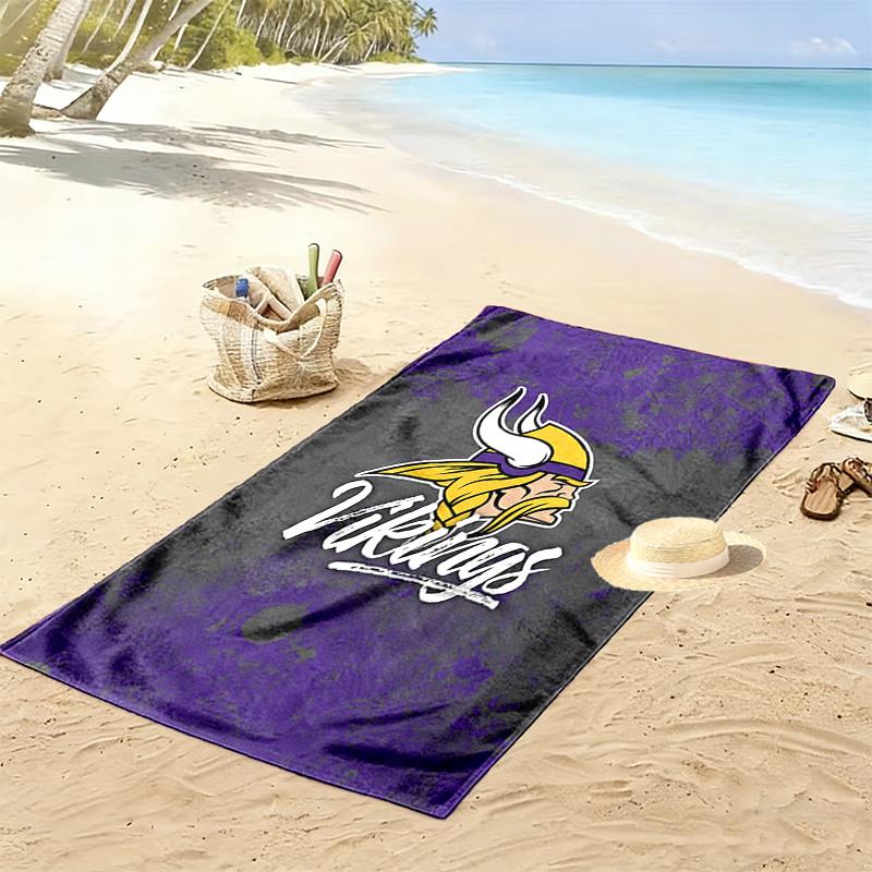 Minnesota Vikings Print Beach Towel, Large Soft Quick Dry Towel for Beach Camping Swimming