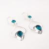 Natural Apatite Gemstone 925 Stamped Silver Handmade Earrings 2.07" Gift For Her EE-170-5
