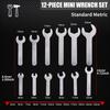 Biqing Wrench 2mm Small Wrench Adjustable Wrench 12-Piece Set, Ultra-Thin Open-End Wrench, 4-23mm Set,