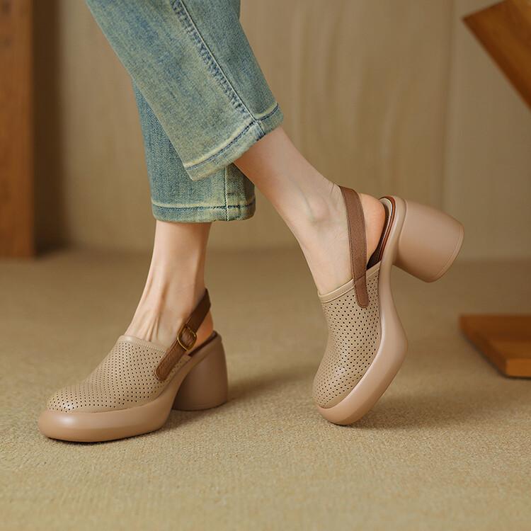 Sandály na kulatém podpatku Letní Kulatá Měkká Podrážka Protiskluzové Odolné proti Opotřebení Vysoké Podpatky