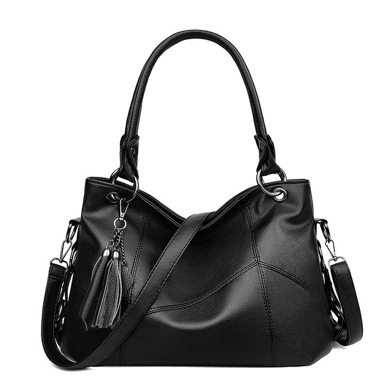 

Стильная и повседневная сумка-тоут большой вместимости, носимая через плечо, для женщин среднего возраста чёрный