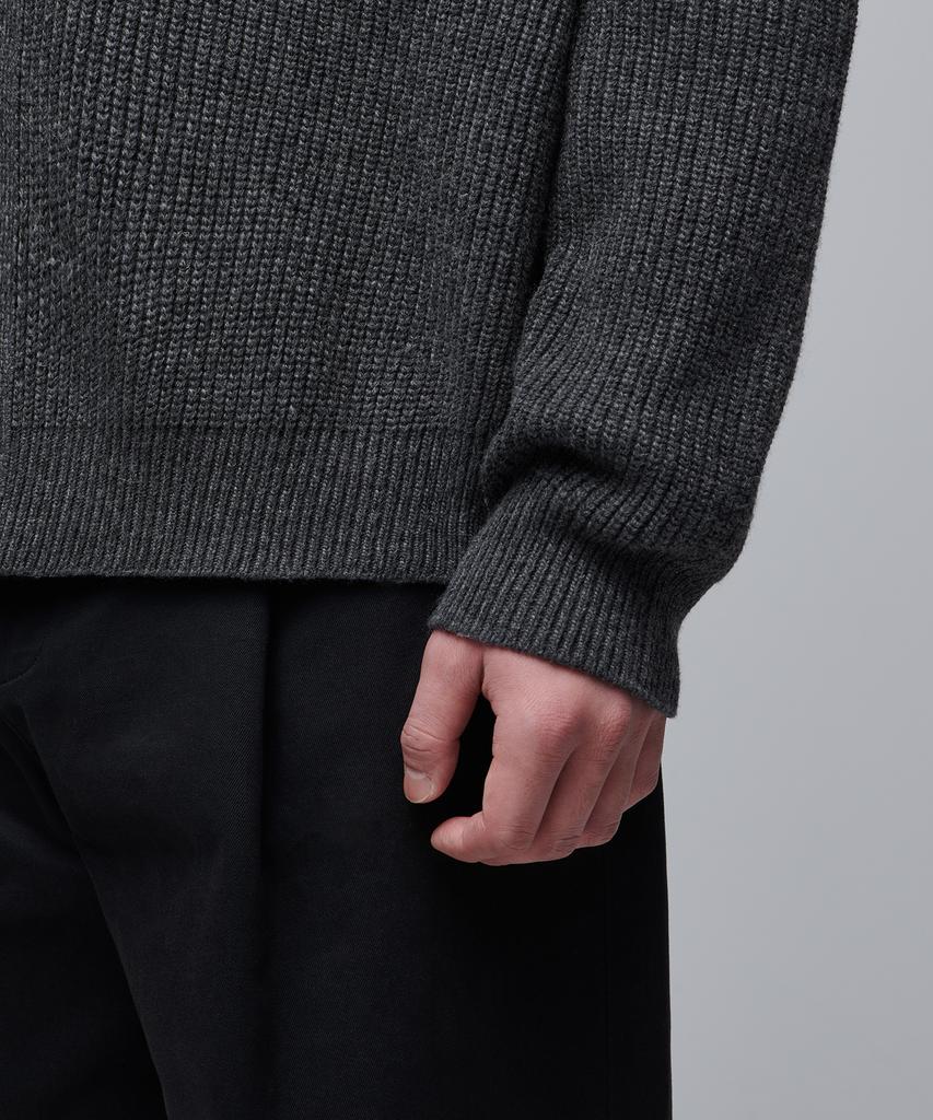 Musinsa Standard Oversized Ribbed Collared Cardigan [Medium Grey]