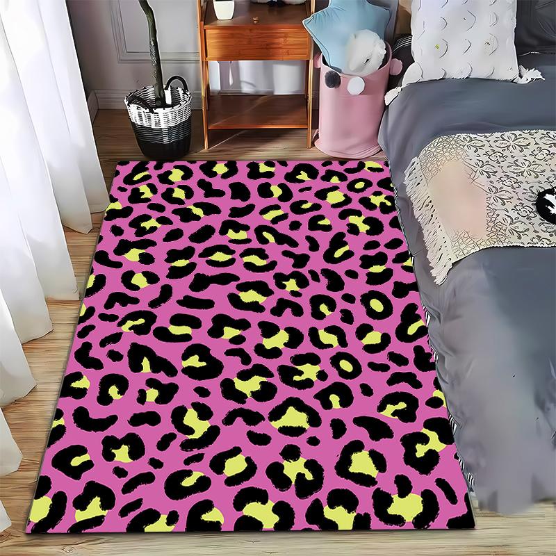 

Rainbow Gradient Leopard Print Carpet with Bold Black SpotsVibrant Decorative Suitable for use as an anti-slip for room and bedroom sofas 40x60cm( 15x23in )