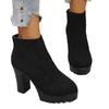 High Heeled Booties Plus Size 2025 Winter New Round Toe Vintage Side Zipper Fashion Boots for Women