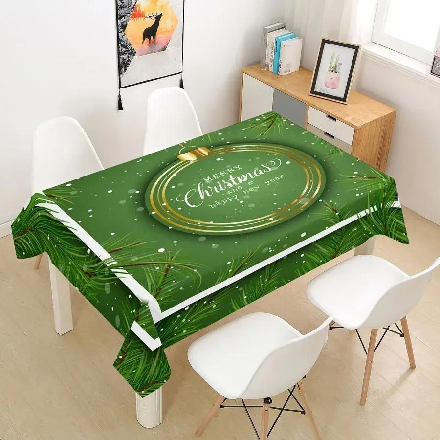 Rectangular Green Christmas Table Cloth Cover Party Tablecloth For Dining Tables Decoration Coffee Manteles Para Fiesta