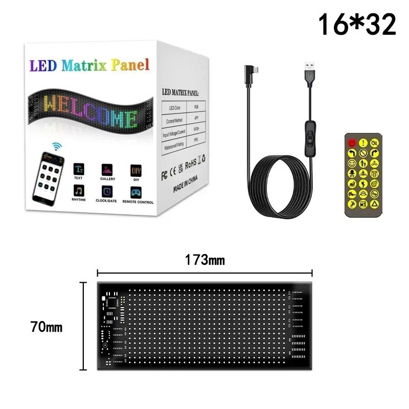 LED Matrix Pixel Panel Display Screen Flexible RGB Car Pattern Graffiti Scrolling Text Animation Shop Reminder Light Bluetooth