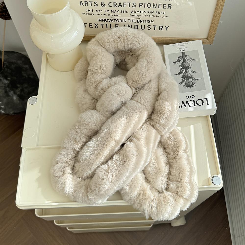 Sciarpa in Pelliccia di Coniglio Rex di Alta Qualità Invernale Scaldamani e Sciarpa Combinati per Donna Calda Traspirante Moda Prodotto di Fascia Alta