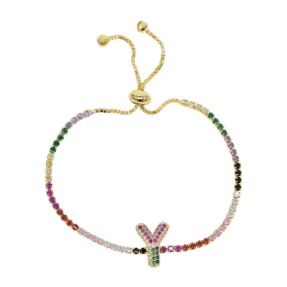 

Браслет в стиле хип-хоп с 26 буквами, инкрустированный цирконами, для женщин - Европейская и американская мода, стиль INS