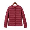 Nouvelle veste en duvet femme doublure légère et fine col court sans col manches longues porter chaud col rond fin léger haut