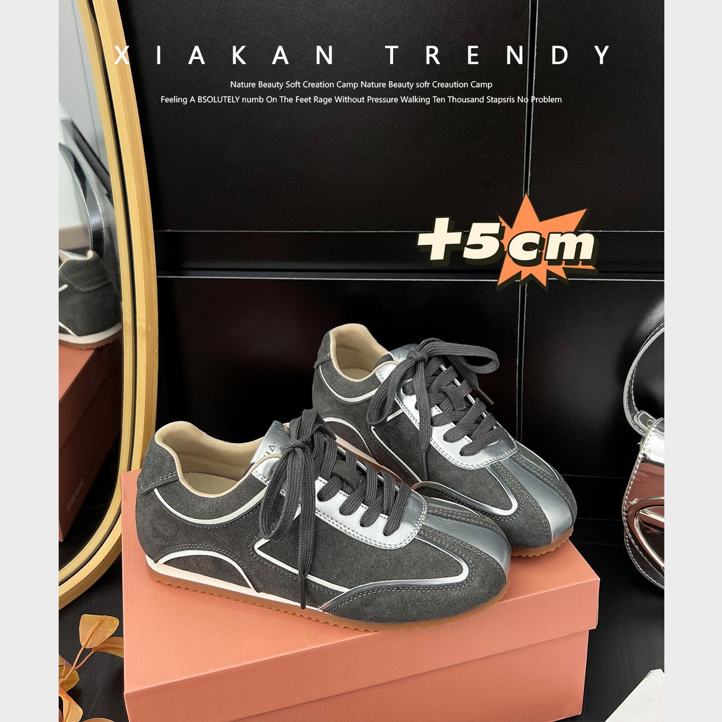 

Brown coffee color inner height increase 5cm retro German training shoes women s autumn 2025 new casual sports board shoes Forrest Gump shoes 40 серый