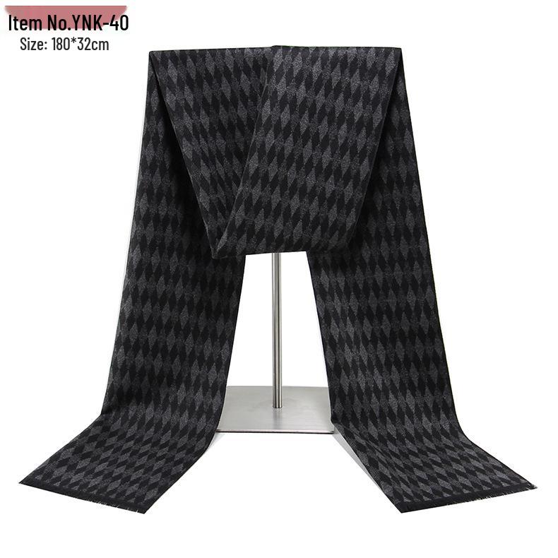 2026 Men's Winter Warm Plaid Scarf - European & American Style, Imitation Cashmere, Long Scarf