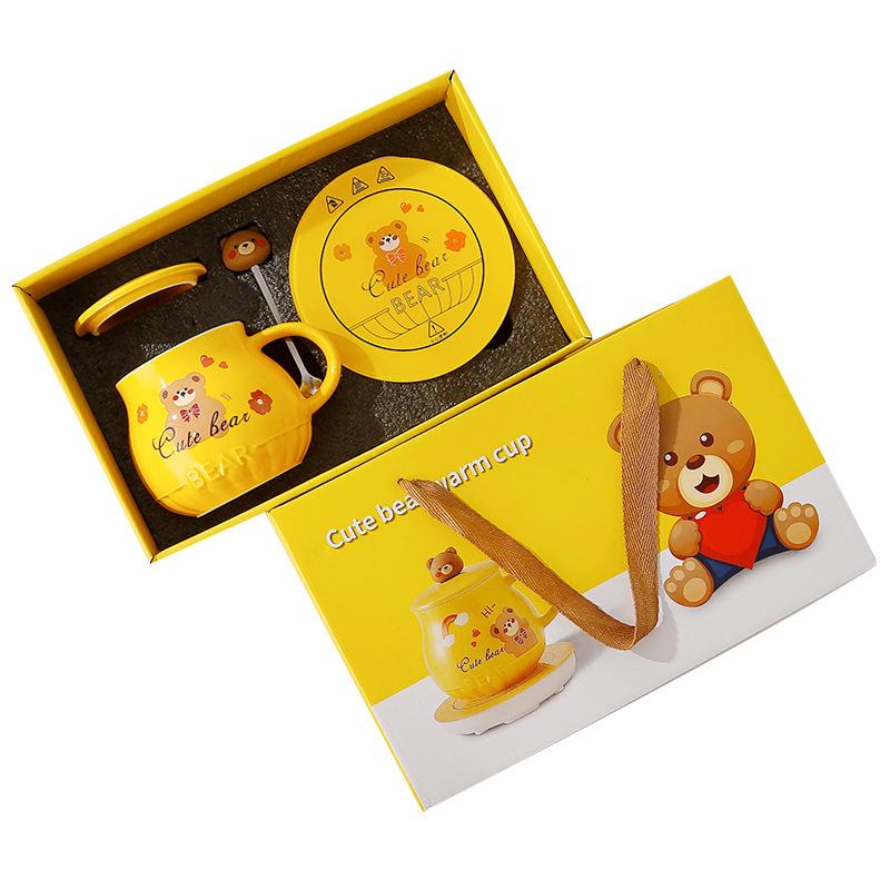 Bär Keramiktasse Warm Thermostatische Tasse Beheizter Untersetzer Isolierte Wassertasse Neues Geschenk Wassertasse Zuhause