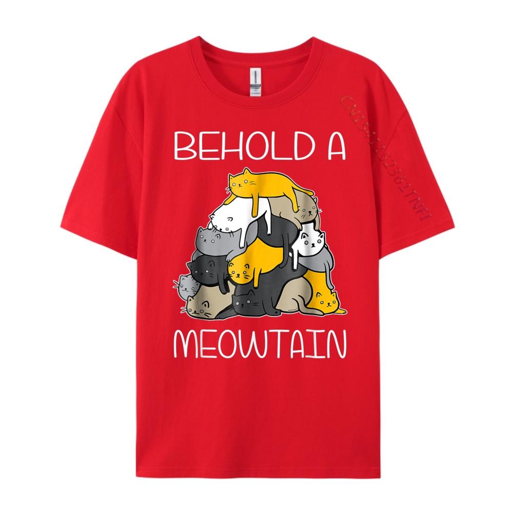 

Funny Cat Behold A Meowtain Cat Mountain Funny T Shirts Men Camisetas Brand Clothing Female Band Tshirts S