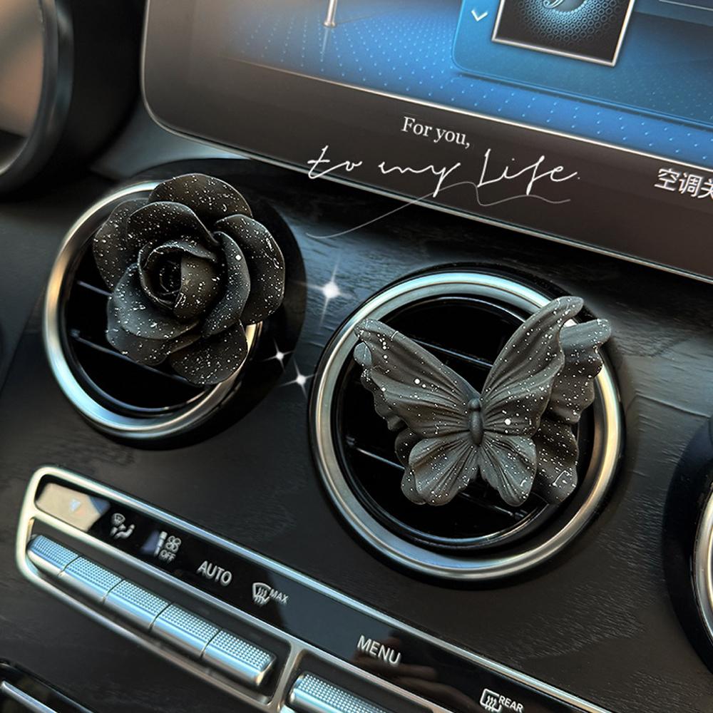 Advanced Romantic Starry Sky Rose Butterfly Car Aromatherapy Air outlet decoration Car fragrance extender with perfume