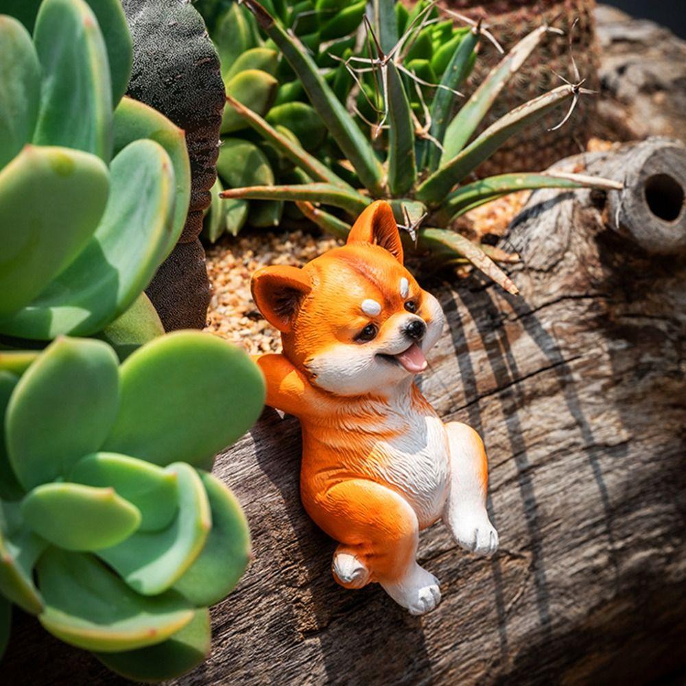 3D Dog Climbing Garden Statue Cute Fish Tank Figurine Garden Figurine  Garden