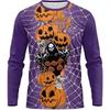 Tricou cu gât rotund și mânecă lungă, imprimat 3D, pentru bărbați, toamnă și iarnă, Halloween