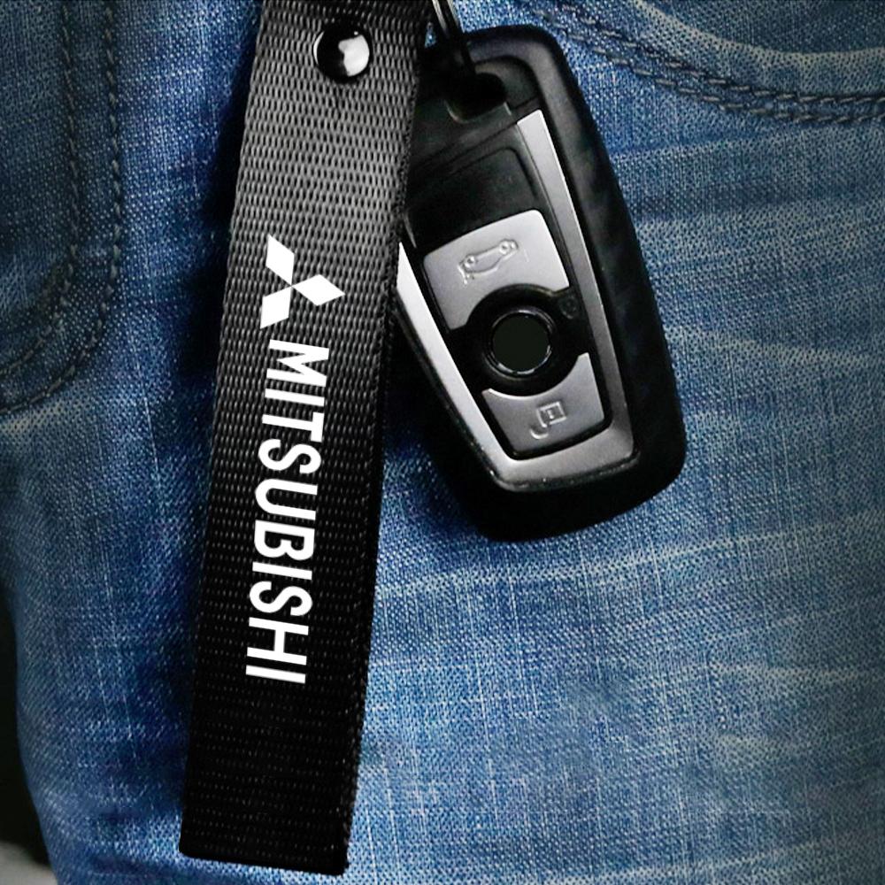 Car Styling Nylon Metal Key Ring Streamer Key Chain Accessories For Mitsubishi ASX Lancer EVO Pajero Fastener Converter Ralliart
