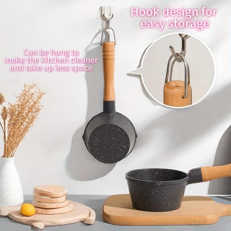 GUANHUANG long-handled non-stick mini pan works for frying eggs, heating oil and making sauces, fit for kitchen breakfast and outdoor cooking.