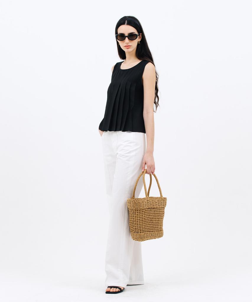 JUN BY JUN K Pleated Sleeveless Blouse_Black