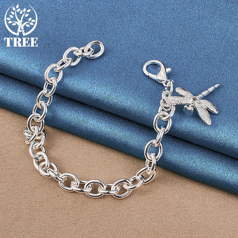925 Sterling Silver AAA Zirkonový náramek s přívěskem Dragonfly