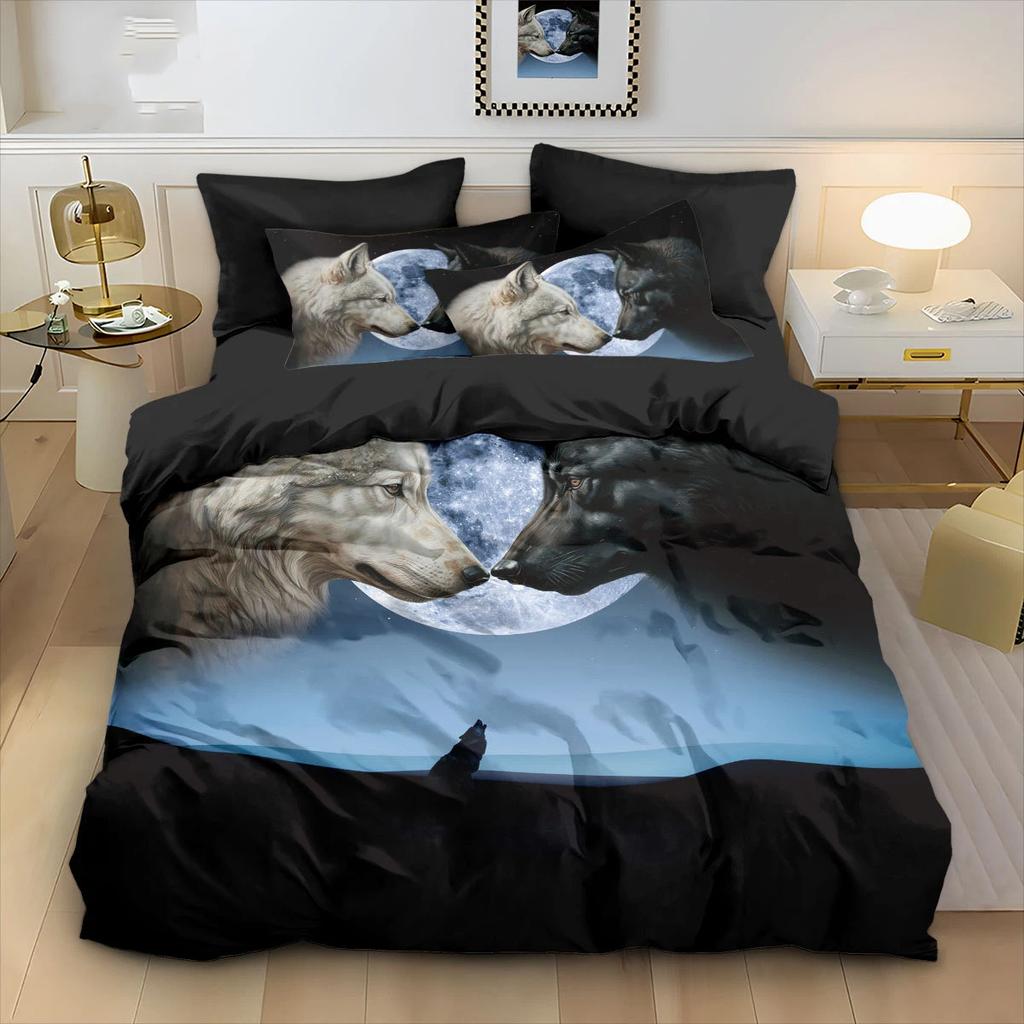Quilt Cover 3D Printed Cartoon Wolf Duvet Comforter 100% Polyester Soft And Comfortable Night Sky Bedding Sheets Sets
