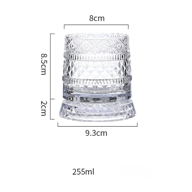 255 ML Whiskey Glass Transparent Wine Glass Household Heat-resistant Rotatable Beer Cup Party Drinkware Creative ornaments
