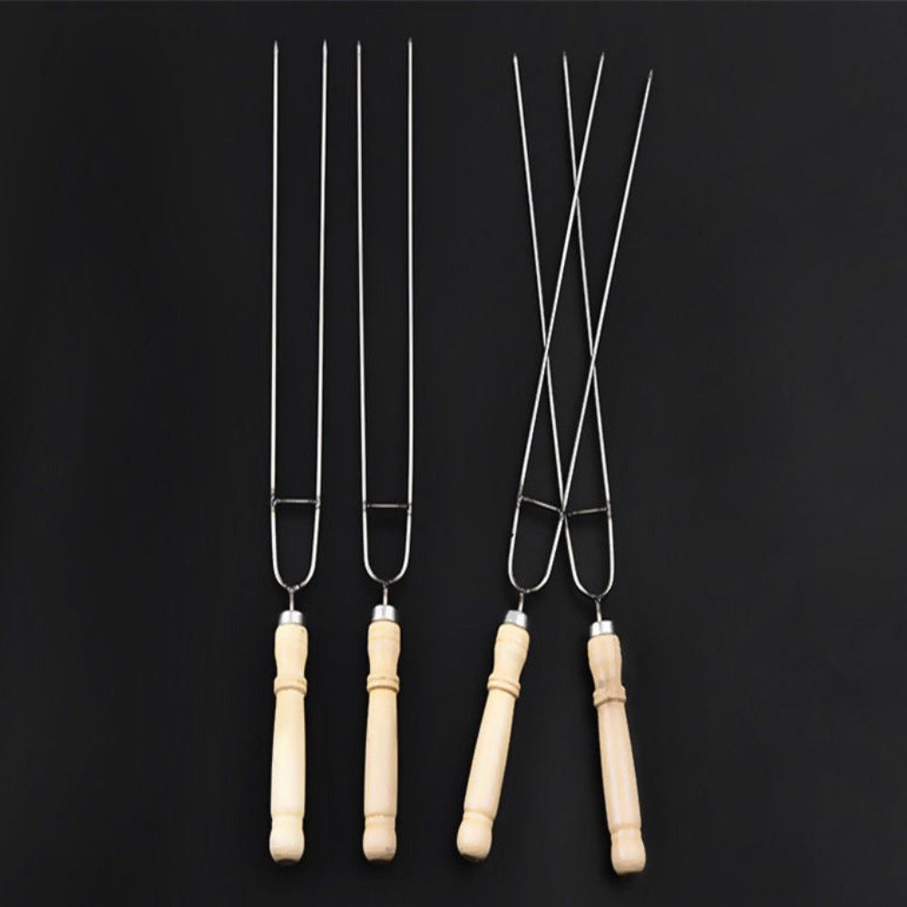 Stainless Steel U-Shaped Grill Roast Double Prong BBQ Stick Barbecue Skewer BBQ Skewer Cooking Tool