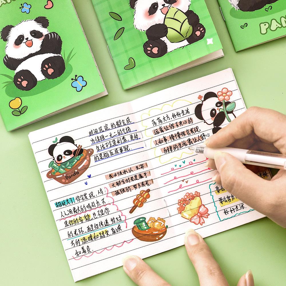 Niedliches Panda Mini Taschennotizbuch – Softcover, liniert, Studenten-Cartoon-Design