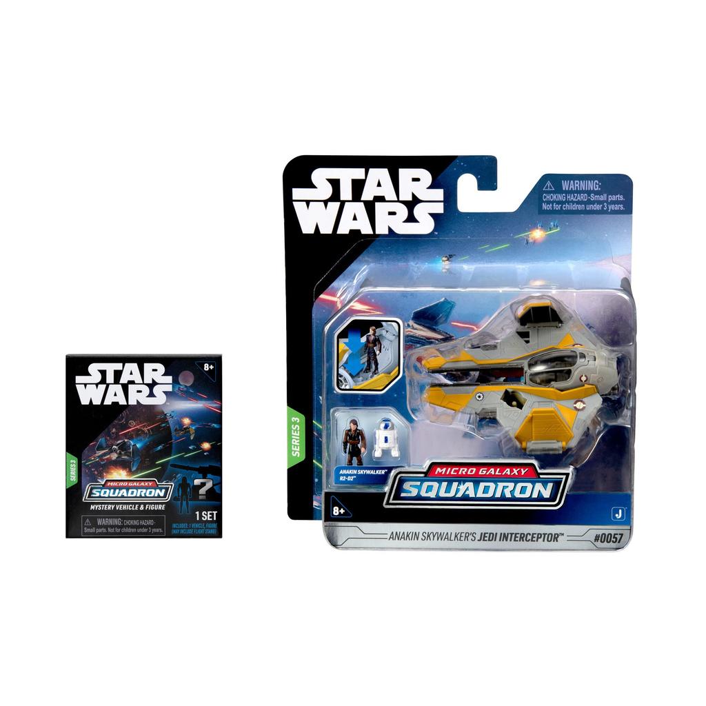 Star Wars Micro Galaxy Squadrons Anakin Jedi Interceptor Mystery Bundle Light Armor Class and Scout Class Vehicles with Accessories Skywalker's -