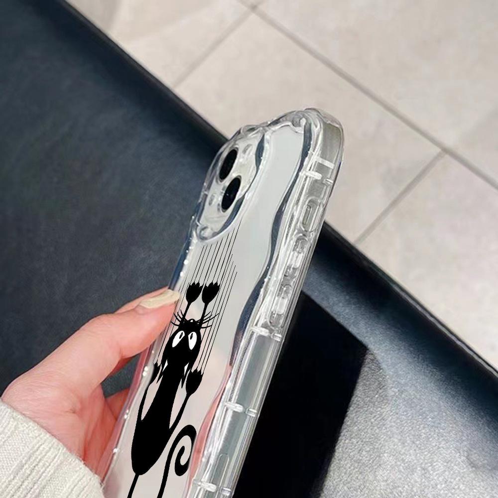 LZ9 мультяшный кот милый художественный дизайн прозрачные мягкие волнистые чехлы — фото 12