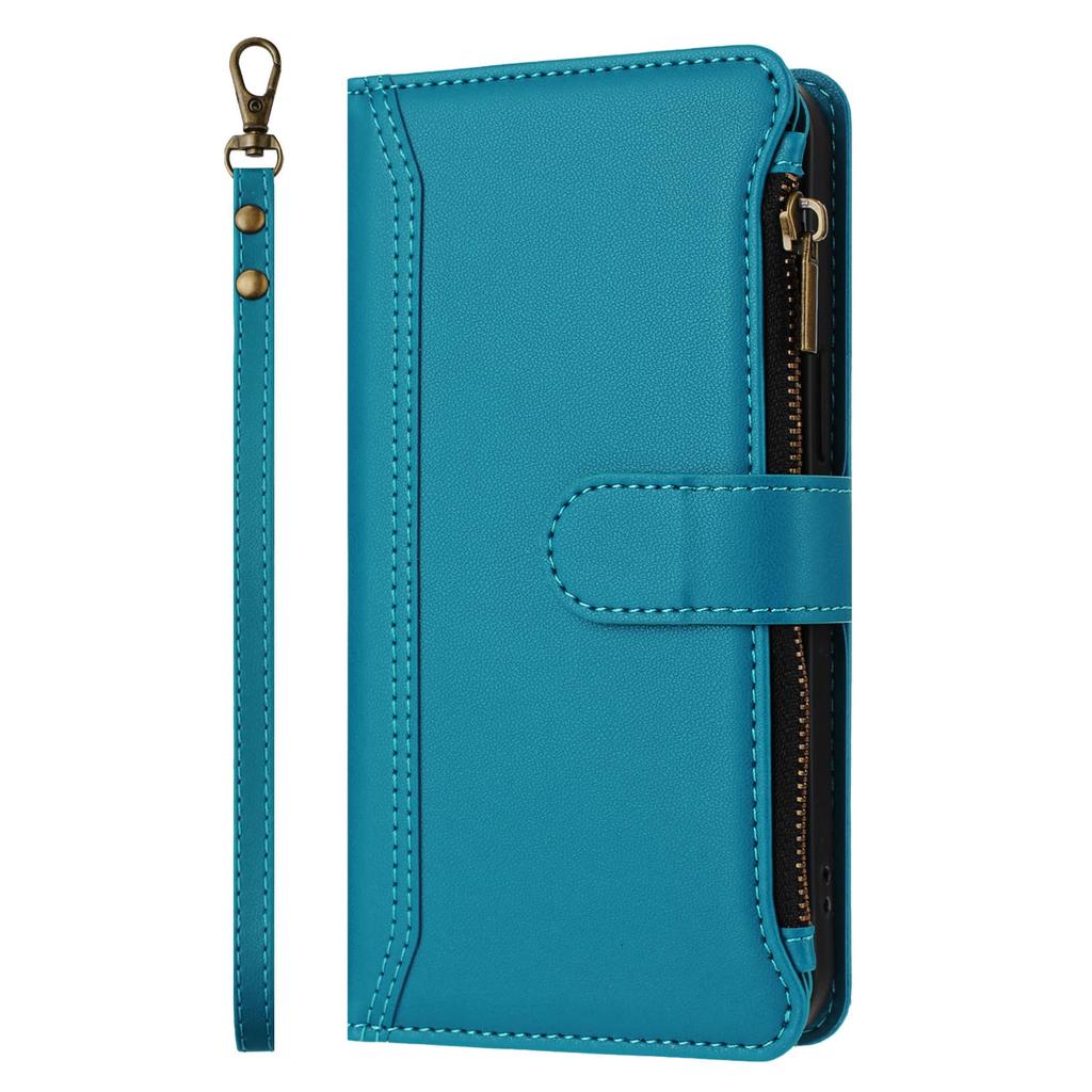 For Samsung Galaxy A70 A50 A40 A30 A20 A10 A06 A42 5G A21S Wallet Case, RFID Blocking Kickstand Flip Cover Wrist Strap Zipper