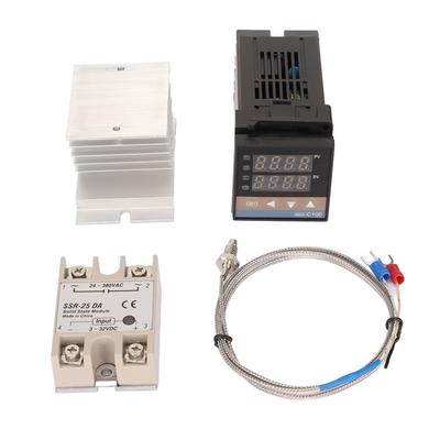 Ensemble Thermostat PID Numérique Thermocouple Dissipateur de Chaleur Relais Contrôleur de Température Ensemble avec Support pour Ferme Poulailler