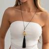 Salircon Simple Creative Resin Scallop Tassel Long Pendant Necklace for Women 2026 New Charm Adjustable Wax Thread Party Jewelry