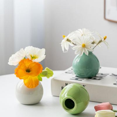 Yousheng Mini Ceramic Vase Solid Color Glazed Flower Vase Desktop Decor Miniature Bud Vase for Small Hydroponic Plants Flowers Office Living Room