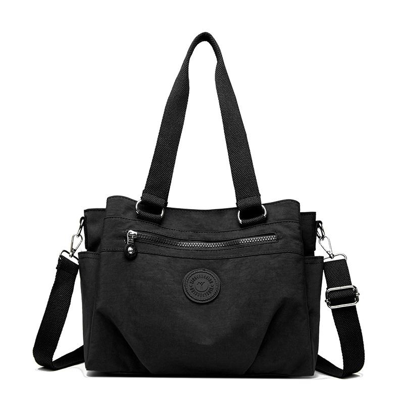 

Жіноча сумка через плече легка нейлонова сумка з кількома кишенями великої місткості чорний