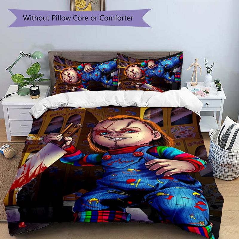 Chucky 3pcs Bedding Set Duvet Cover Closure Includes 1 Duvet Cover & 2 Pillowcases for All Seasons Bedroom Home Dorm Decor
