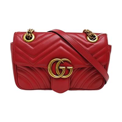 [Pre-Owned] GG Marmont Matelassé Mini Bag 'Red' - Very Good #125JZIB