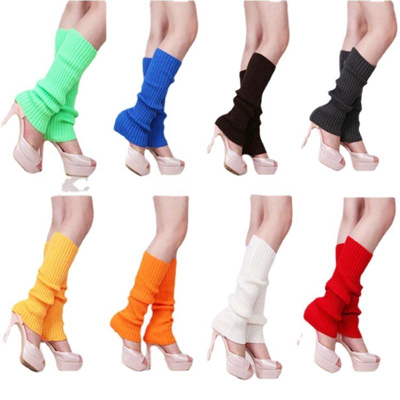 Winter Warm Knitted Leg Warmers Loose Style Lady Boot Knee Stockings Leggings Warm Boots Leg Punk Solid Black Cool Long Socks