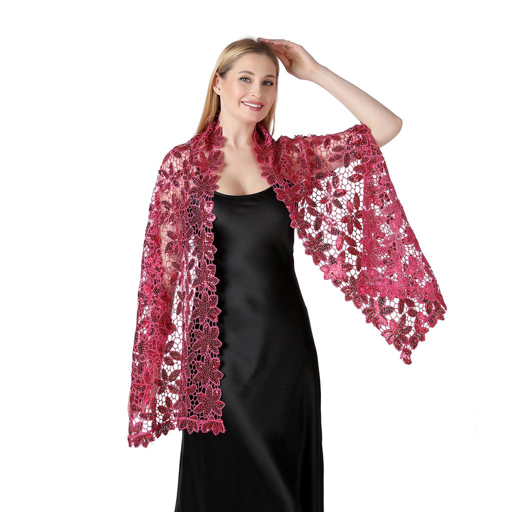 Shiny Sequin Tassel Shawl Wrap Dinner Party Shawl Wedding Bride Shawl Evening Dress Scarf